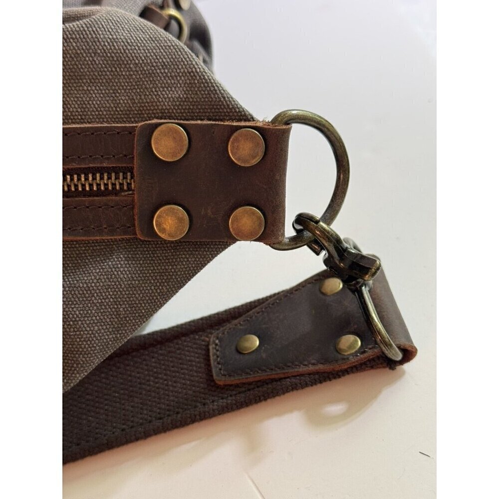 Hudson Cole Oversized Canvas Duffle With Leather Trim EUC - Picture 7 of 12